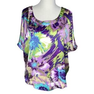 Jonathan Martin Floral Flowing Split Sleeve Top Sz Small
